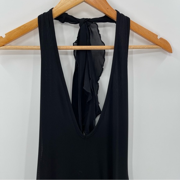 Beginning Boutique Black Deep V Neck Halter Rosette Detail Mini Dress Size 4 - Picture 3 of 12